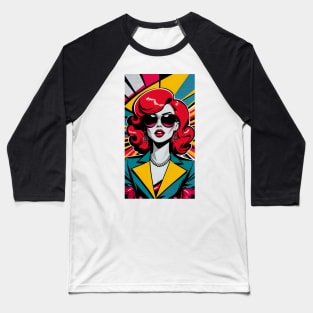 Retro ginger redhead woman pop art Baseball T-Shirt